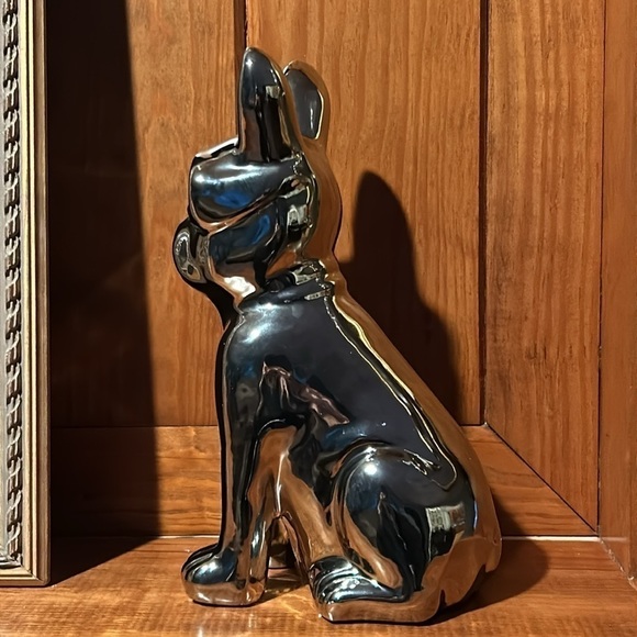 Après-ski French Bulldog Dog Chrome Statue Modern Rare Après Ski Patrol GOGGLES - Picture 8 of 14